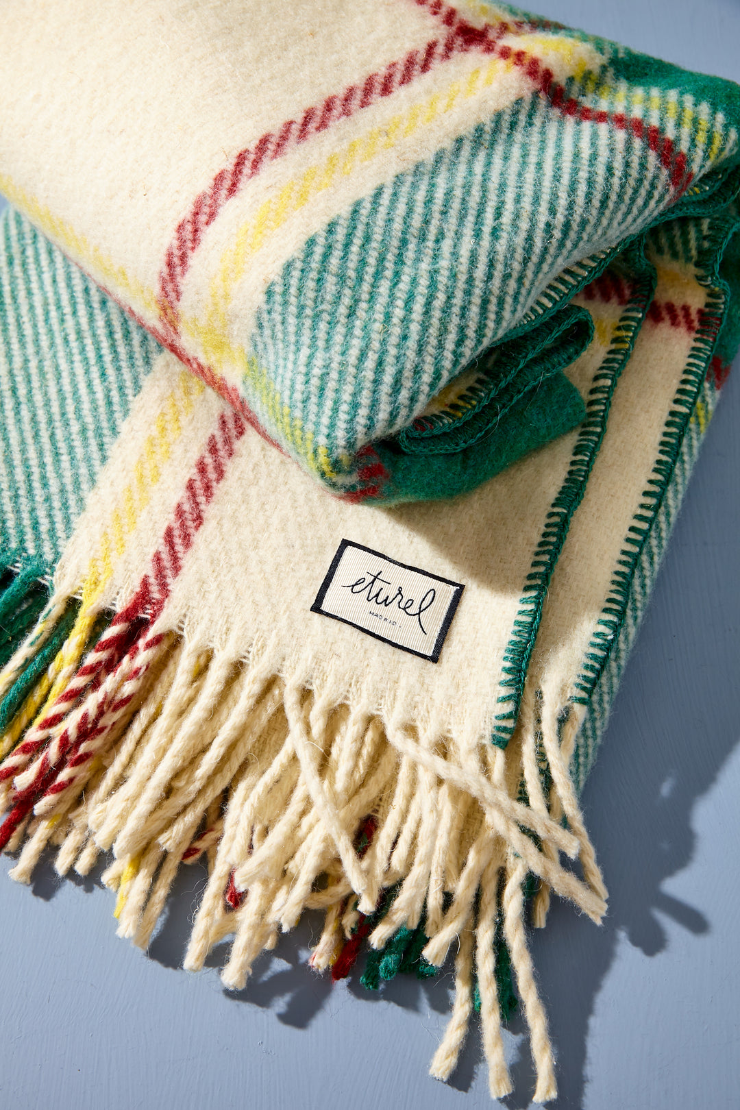 Manta de Viaje y sofá de 100% lana cuadros verdes – eturelmadrid