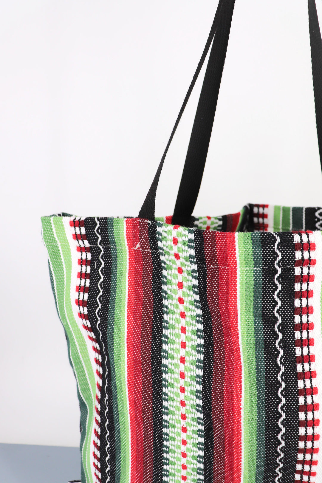 Tote Bag tejido manchego verde, rojo y negro