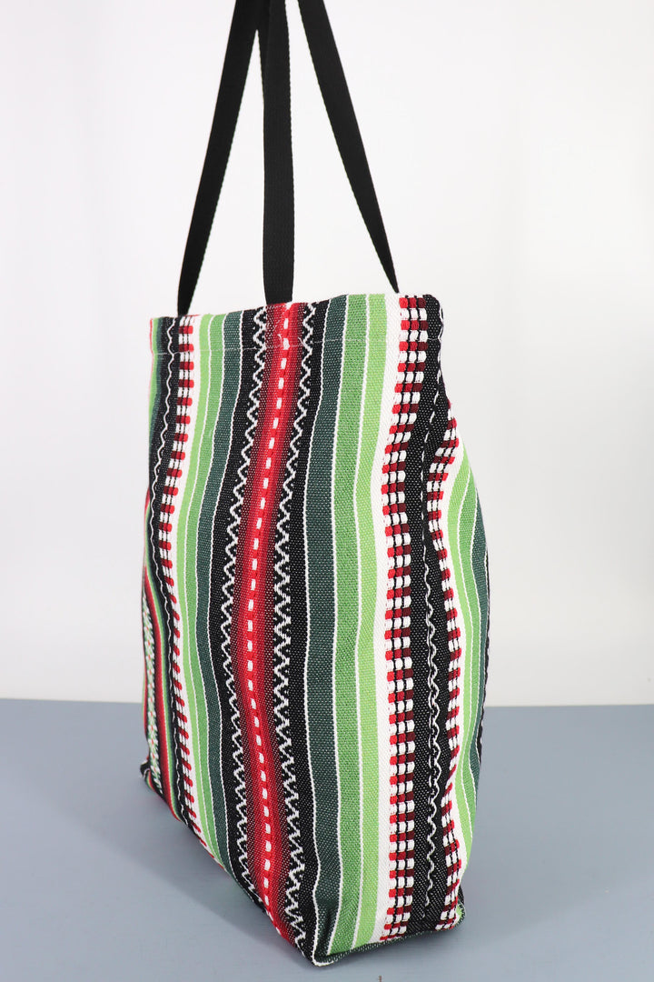 Tote Bag tejido manchego verde, rojo y negro